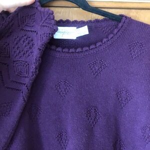 100% cotton purple sweater with fun knit design